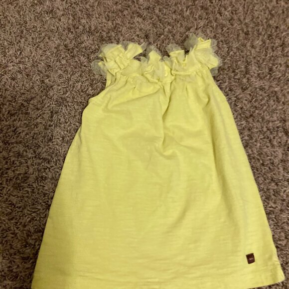 Tea Collection Tulle Ruffle Dress 18-24 Months Yellow Sleeveless Cotton Buttons - Picture 3 of 3
